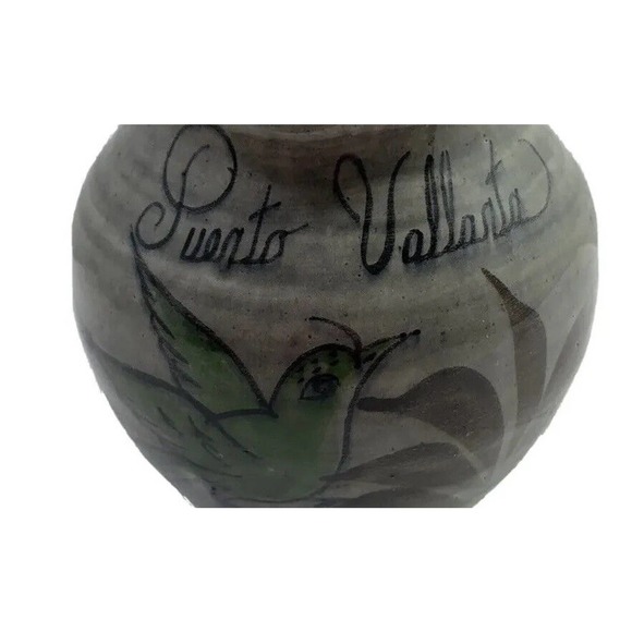 Mexican Folk Tonala Pottery art puerto vallarta vase creamer pitcher Bird - Picture 4 of 9